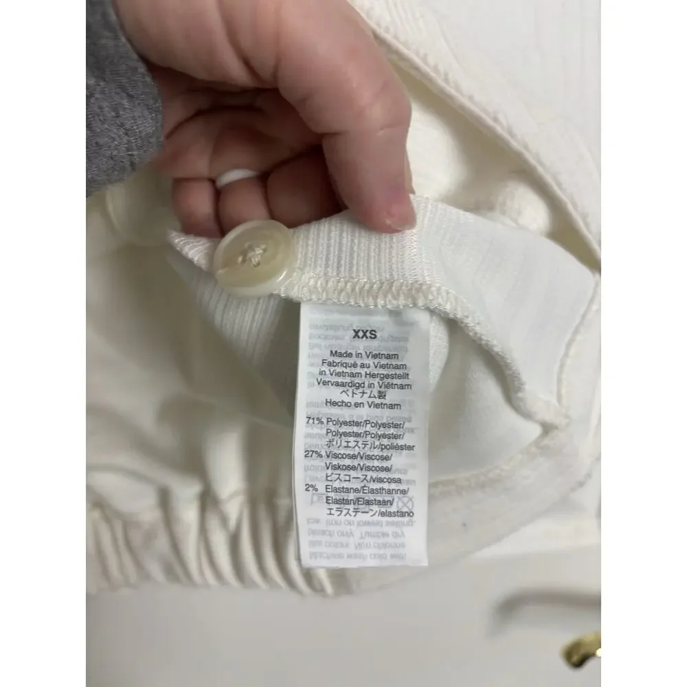 J Crew White Textured Tie Front Button Tank Top XXS Classic V-Neck Beach